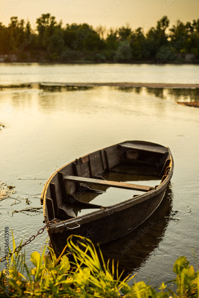 Old wooden boat near the Ukrainian Desna river Old wooden boat near the Ukrainian Desna river