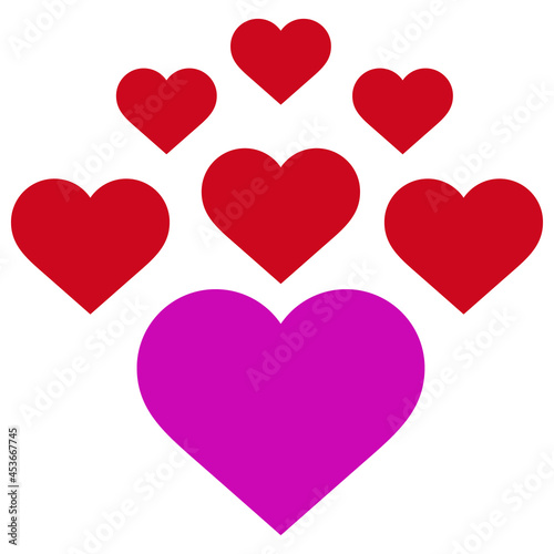 Lovely hearts vector illustration. Flat illustration iconic design of lovely hearts, isolated on a white background.