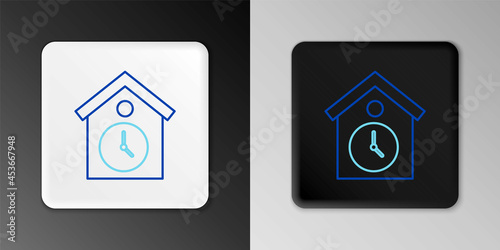 Line Retro wall watch icon isolated on grey background. Cuckoo clock sign. Antique pendulum clock. Colorful outline concept. Vector