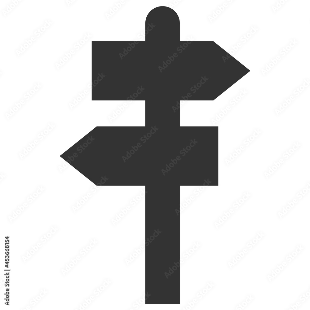 Way pointer vector illustration. Flat illustration iconic design of way pointer, isolated on a white background.