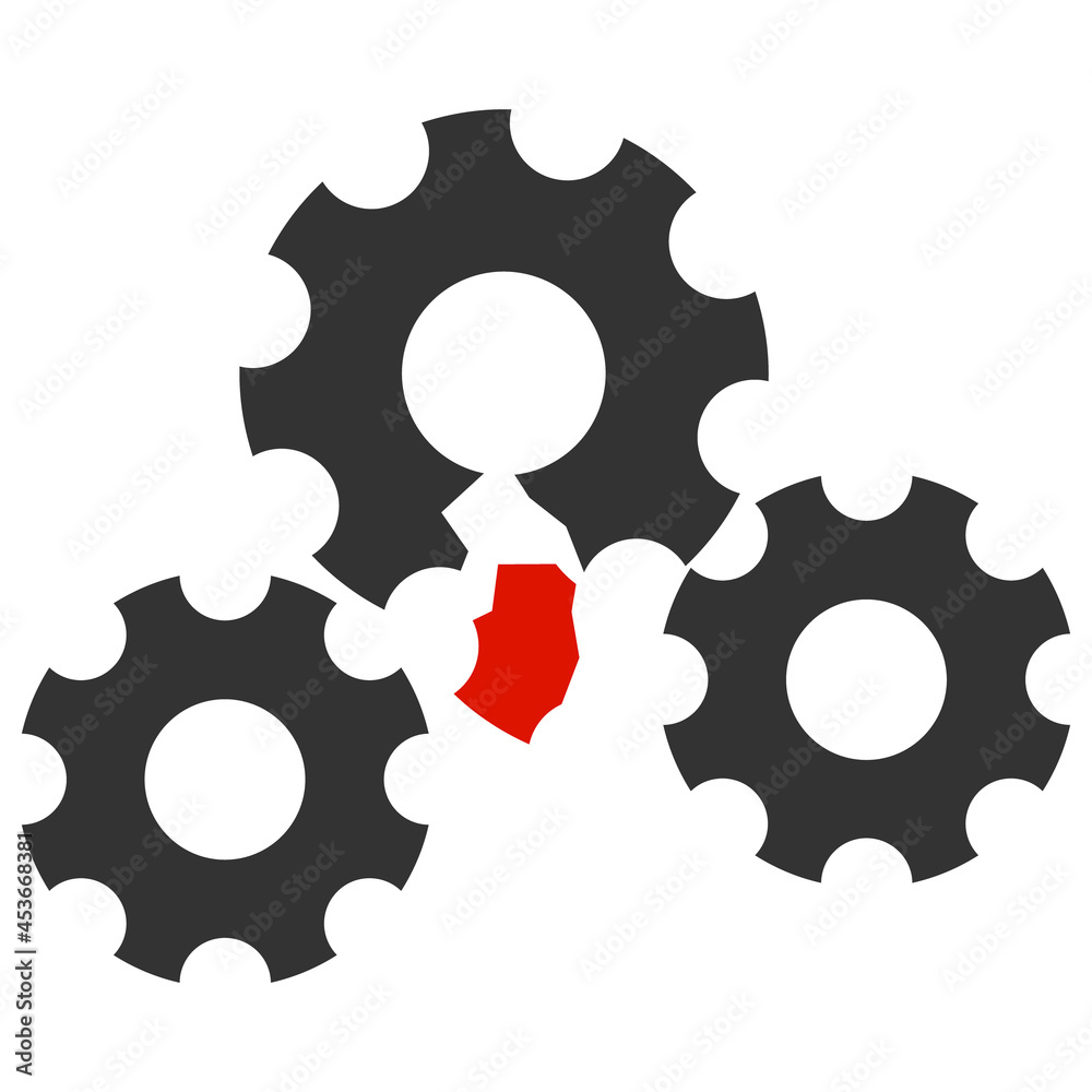 Broken gear mechanism vector illustration. Flat illustration iconic