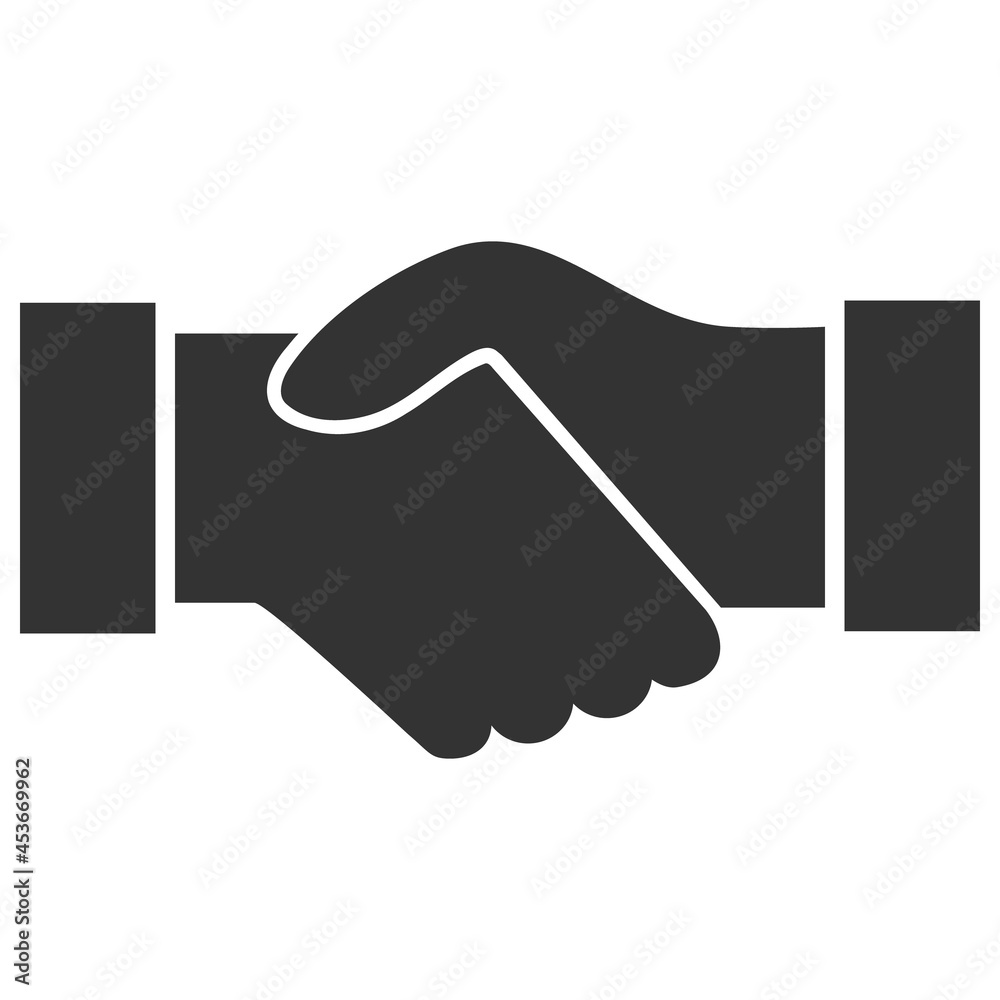 Deal handshake vector pictograph. Flat illustration iconic design of deal handshake, isolated on a white background. Deal handshake vector pictograph. Flat illustration iconic design of deal handshake, isolated on a white background.