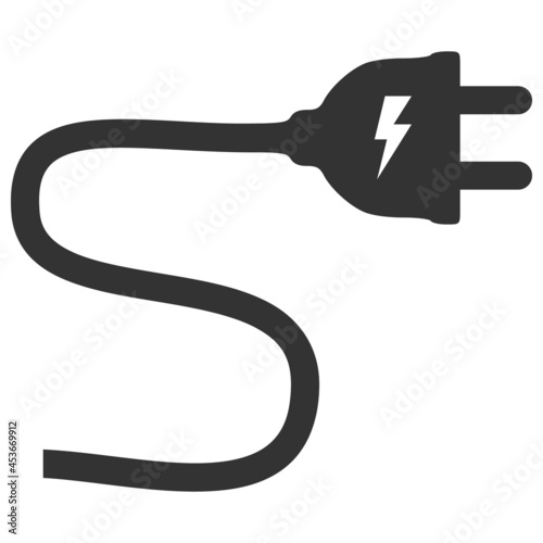 Electric plug cable vector illustration. Flat illustration iconic design of electric plug cable, isolated on a white background.