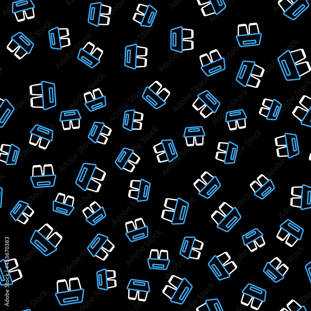 Line Coffee cup to go icon isolated seamless pattern on black background. Vector