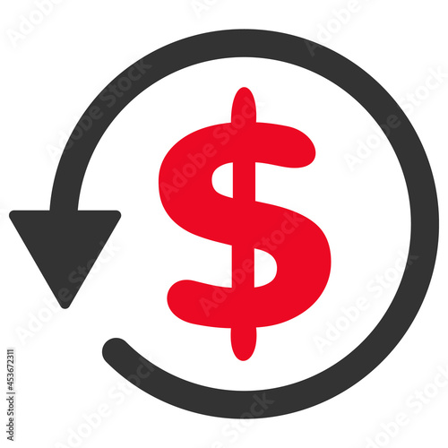 Dollar refund vector illustration. Flat illustration iconic design of dollar refund, isolated on a white background.