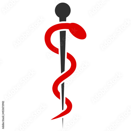Medical snake vector illustration. Flat illustration iconic design of medical snake, isolated on a white background.