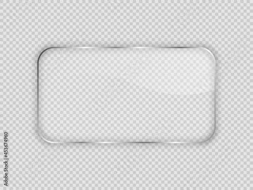 Glass plate in rounded rectangular frame