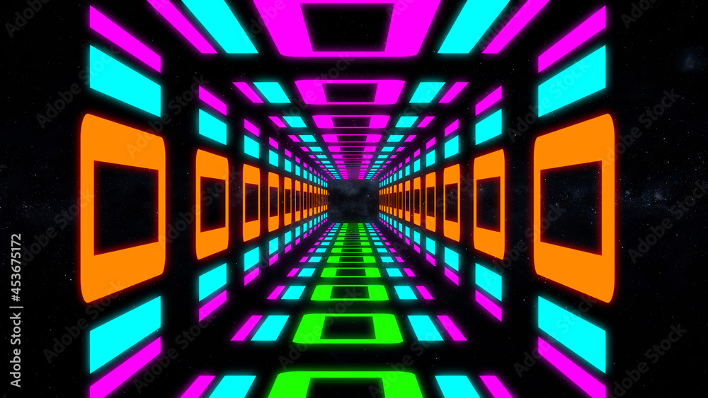 abstract colorful retro tunnel. Retro game style infinite tunnel seamless loop  animation. Stock Illustration | Adobe Stock