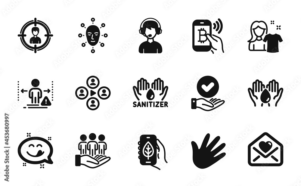 Vector set of Ecology app, Video conference and Love letter icons simple set. Bitcoin pay, Social distance and Approved checkbox icons. Yummy smile, Safe water and Hand signs. Vector Vector set of Ecology app, Video conference and Love letter icons simple set. Bitcoin pay, Social distance and Approved checkbox icons. Yummy smile, Safe water and Hand signs. Vector