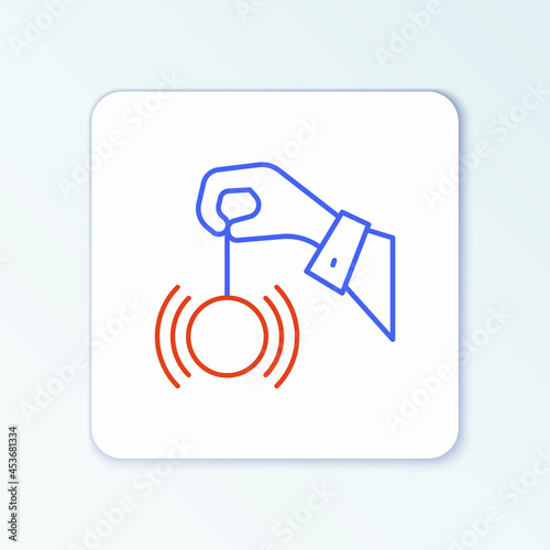 Line Hypnosis icon isolated on white background. Human eye with spiral hypnotic iris. Colorful outline concept. Vector