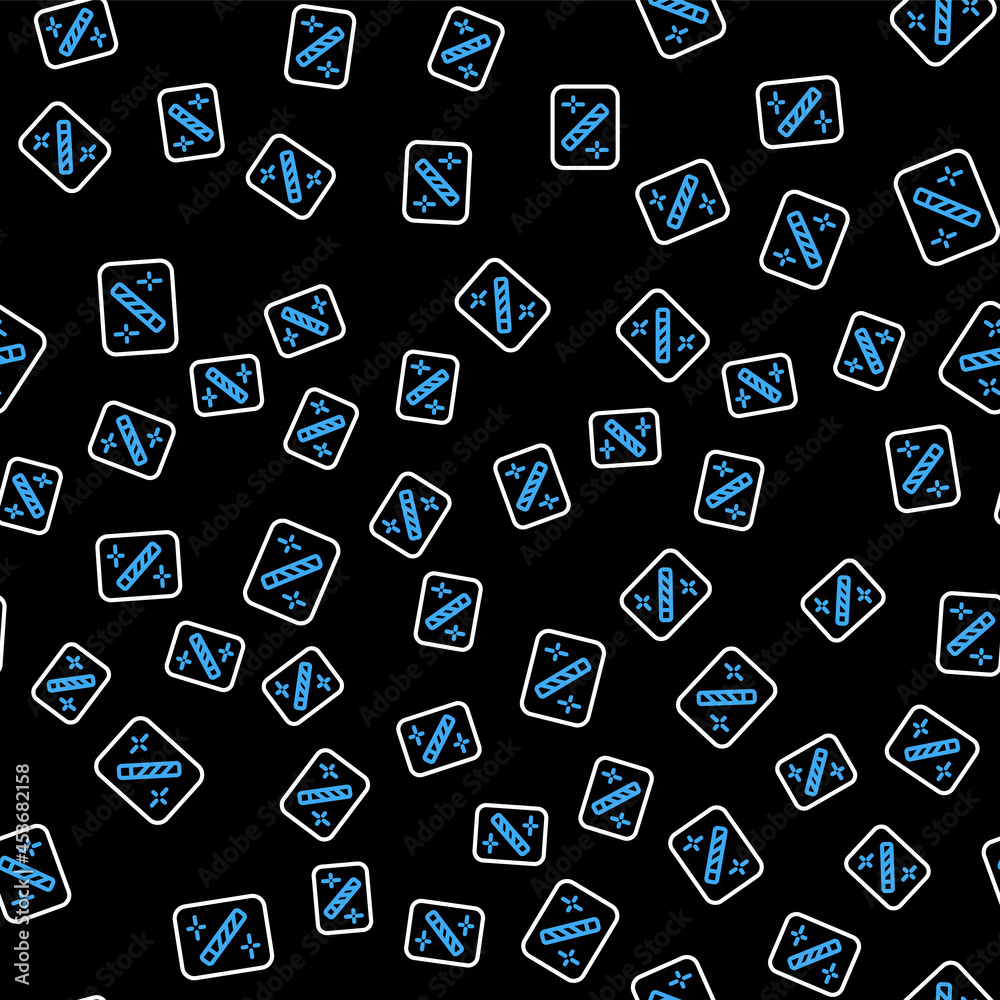 Line Photo retouching icon isolated seamless pattern on black background. Photographer, photography, retouch icon. Vector