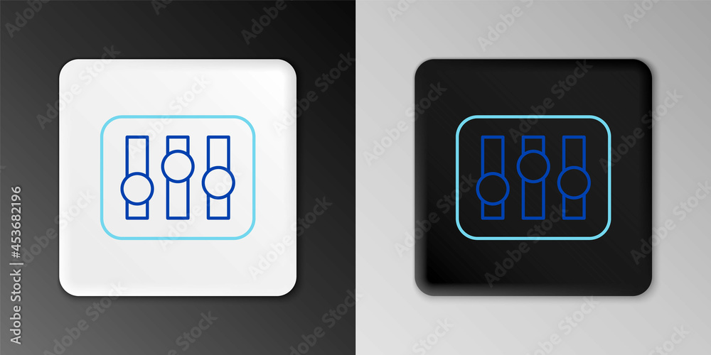 Line Sound mixer controller icon isolated on grey background. Dj equipment slider buttons. Mixing console. Colorful outline concept. Vector Line Sound mixer controller icon isolated on grey background. Dj equipment slider buttons. Mixing console. Colorful outline concept. Vector