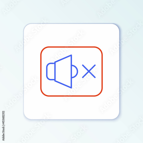 Free Download Line Speaker mute icon isolated on white background. No sound icon. Volume Off symbol. Colorful outline concept. Vector - GFXLoad