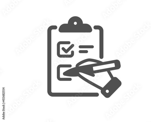 Checklist icon. Clipboard document sign. Questioning survey symbol. Classic flat style. Quality design element. Simple checklist icon. Vector