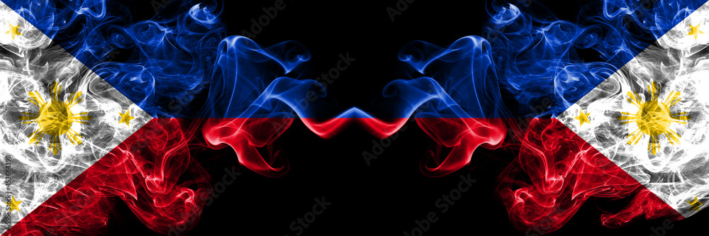 Philippines, Filipino vs Philipines smoke flags side by side. Philippines, Filipino vs Philipines smoke flags side by side.