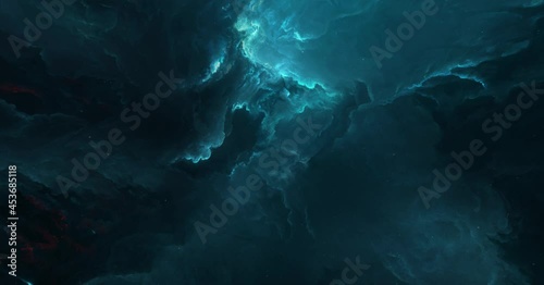 Loop of Celestial Space Universe Clouds With Stars Moving In 3D Space