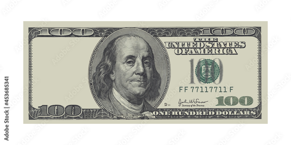 Φωτογραφία Highly detailed one hundred dollars USA bill mockup with empty left side