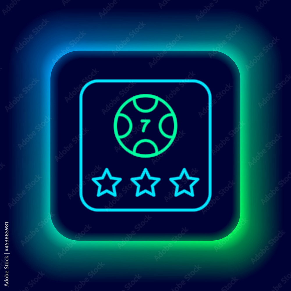 Glowing neon line Online poker table game icon isolated on black background. Online casino. Colorful outline concept. Vector Glowing neon line Online poker table game icon isolated on black background. Online casino. Colorful outline concept. Vector