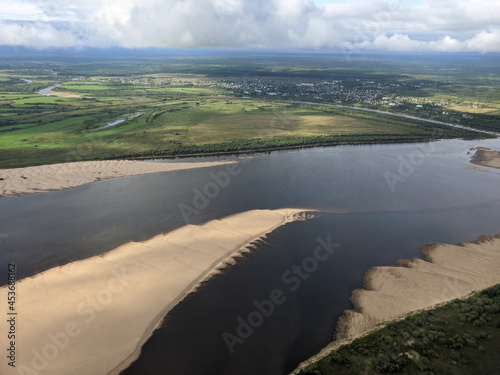 Sandbanks on the Northern Dvina river near Kotlas photographed from a plane photo