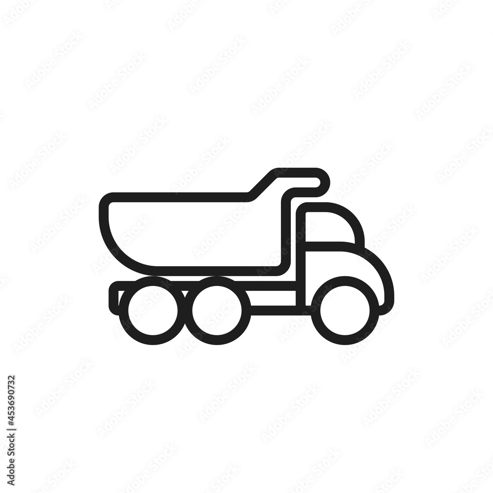 dump truck line icon. heavy construction machinery. isolated vector image
