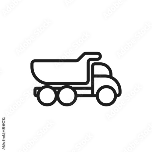 dump truck line icon. heavy construction machinery. isolated vector image