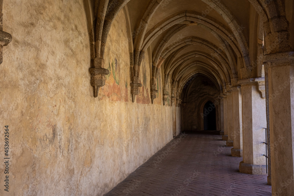 ZVIKOV, CZECH REPUBLIC, 1 AUGUST 2020: Beautiful frescoed corridor in Zvikov Castle