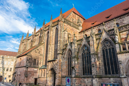 NUREMBERG GERMANY, 27 JULY 2020: Beautiful view of the Nuremberg Cathedral in the afternoon photo