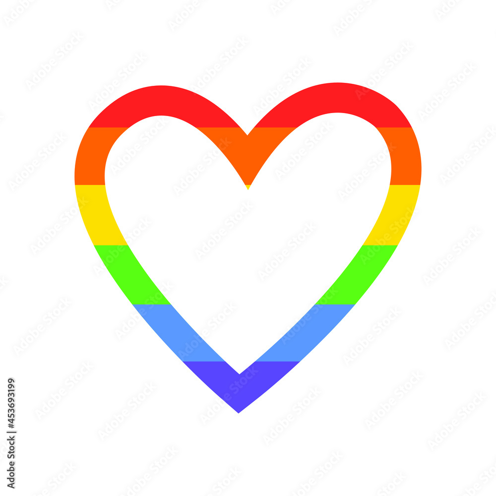 A flat vector cartoon illustration of a rainbow heart, a symbol of the LGBT community. A symbol of tolerance and solidarity. Isolated design on a white background. A flat vector cartoon illustration of a rainbow heart, a symbol of the LGBT community. A symbol of tolerance and solidarity. Isolated design on a white background.