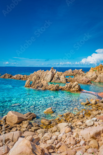Fototapeta Naklejka Na Ścianę i Meble -  Crystal clear waters of Li Cossi beach, Sardinia