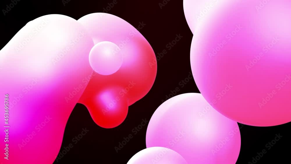 Motion design. Smooth animation of bubbles, metaball with inner red glow. 3d abstract background with droplets of molten red wax like lava lamp. Seamless loop in 4k.