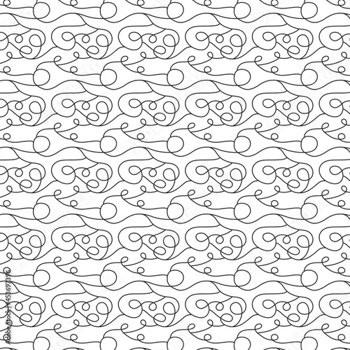 Black and White Squiggle Lines Repeating Pattern