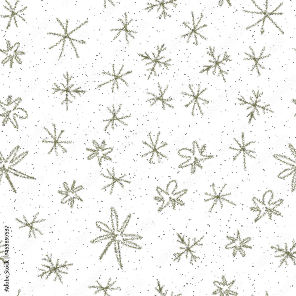 Hand Drawn Snowflakes Christmas Seamless Pattern. Subtle Flying Snow Flakes on chalk snowflakes Background. Amazing chalk handdrawn snow overlay. Stylish holiday season decoration. Hand Drawn Snowflakes Christmas Seamless Pattern. Subtle Flying Snow Flakes on chalk snowflakes Background. Amazing chalk handdrawn snow overlay. Stylish holiday season decoration.