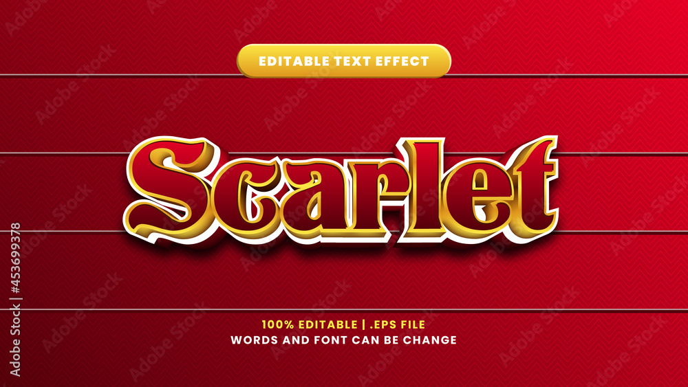 Scarlet editable text effect in modern 3d style Scarlet editable text effect in modern 3d style