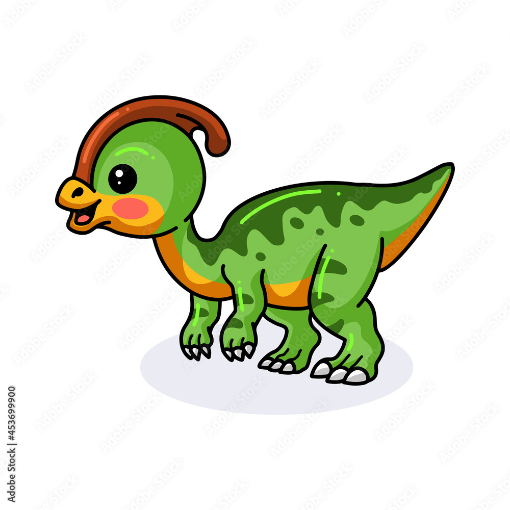Obraz premium Cute little parasaurolophus dinosaur cartoon