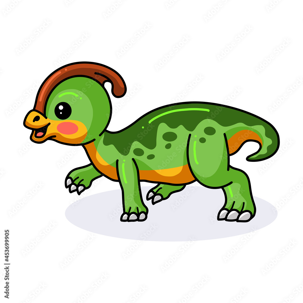 Obraz premium Cute little parasaurolophus dinosaur cartoon