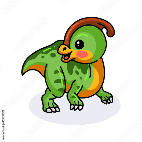 Cute little parasaurolophus dinosaur cartoon