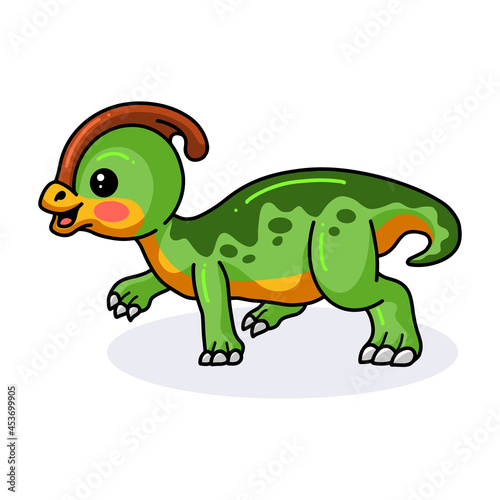 Cute little parasaurolophus dinosaur cartoon