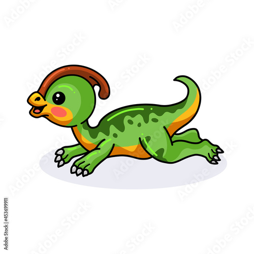 Cute little parasaurolophus dinosaur cartoon