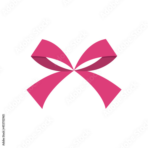 Lazo rosado para regalo. Concepto de cumpleaños, fiesta o celebración. Ilustración vectorial photo