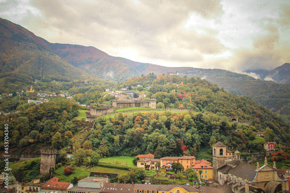 View from Castelgrande (medieval castle), Bellinzona, Switzerland