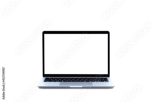 Laptop computer or notebook with blank screen isolated on white background.