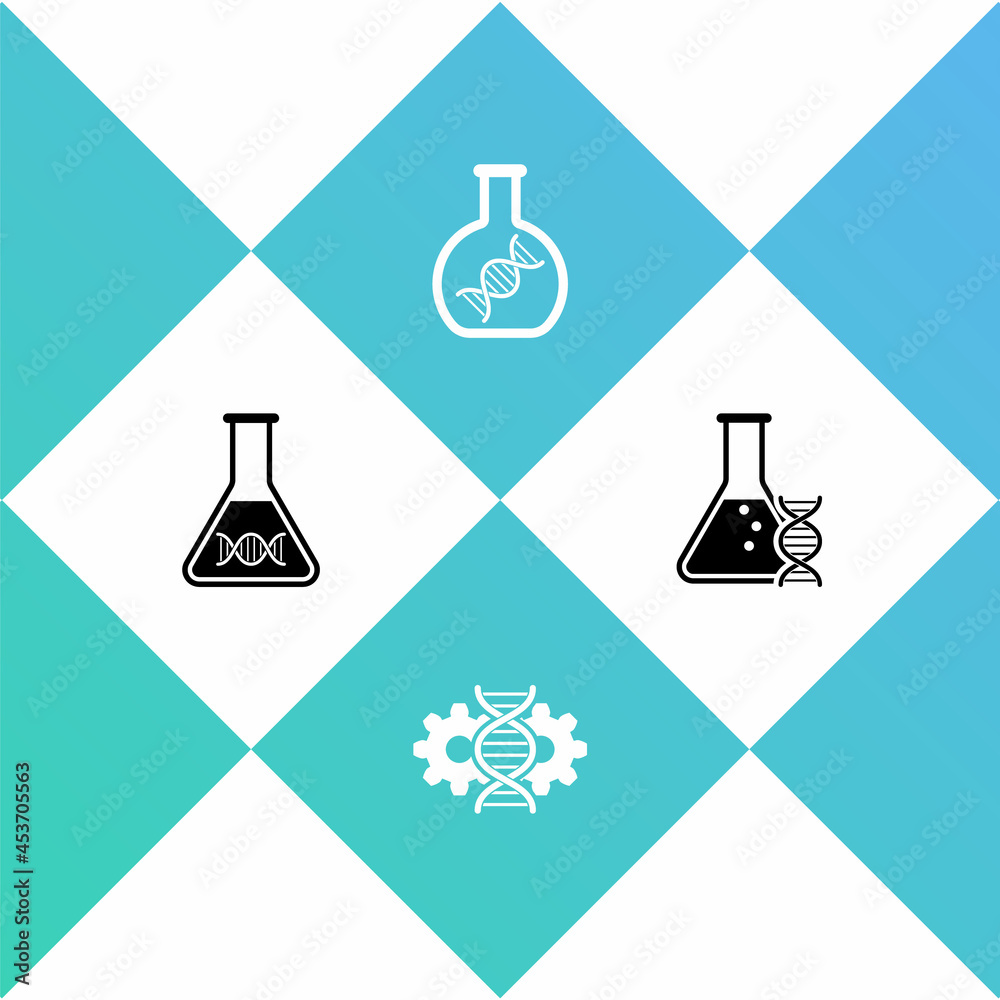 Set DNA research, search, Gene editing, and icon. Vector Set DNA research, search, Gene editing, and icon. Vector