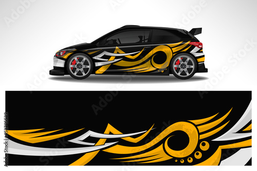 Wrap car vector design decal. Graphic abstract line racing background design for vehicle  race car  rally  adventure livery camouflage.