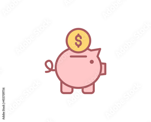 Money pig flat icon.