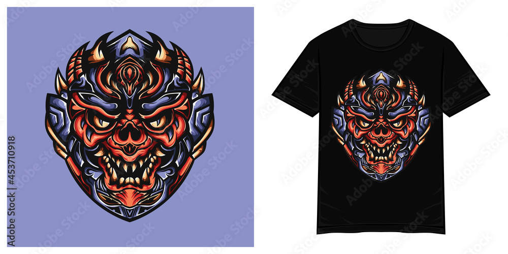 Fototapeta premium Oni soldier vector tshirt illustration