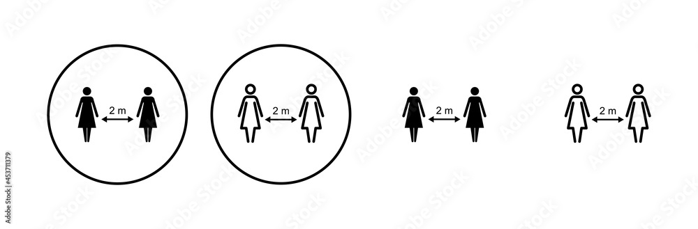 Social distancing icon set. social distance icon. self quarantine sign