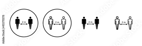 Social distance icon set. social distancing icon. self quarantine sign