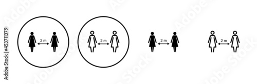Social distancing icon set. social distance icon. self quarantine sign