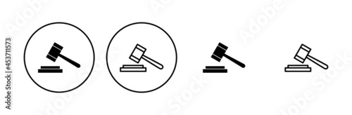 Gavel icon set. judge gavel icon vector. law icon vector. auction hammer
