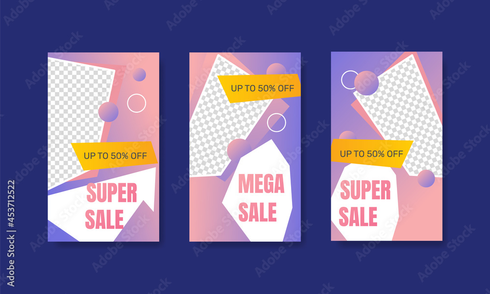 Gradient sale social media story collection. - Vector.